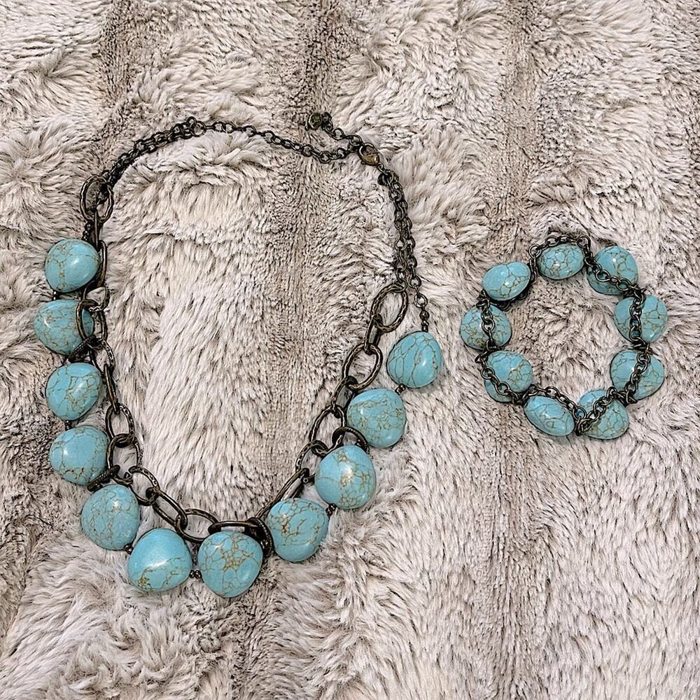 Boutique Southwestern Turquoise‎ Boho Necklace Bracelet Set